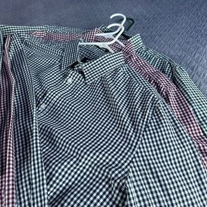 Lot of 3, Men’s H&M Slim Fit Dress Shirts, XL, Green, Black & Burgundy Check
